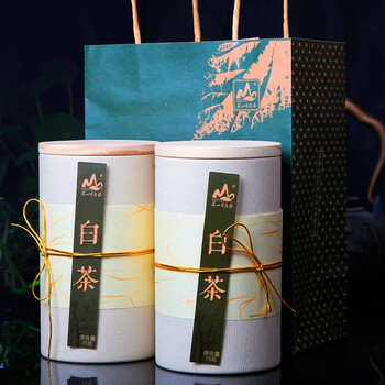 茗山生态茶 茶叶 白茶明前绿茶 春毛峰茶叶 木罐装 75g*2共150g 