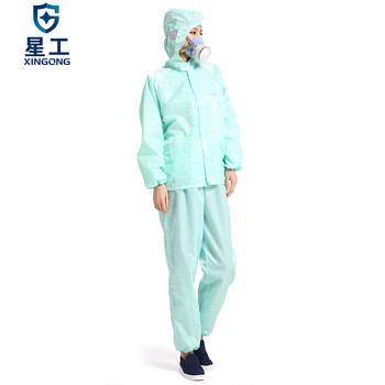 星工（XINGGONG）分体静电服 带帽连帽防尘衣 洁净无尘喷漆工作服印字定制 绿色XL码XGJ-2