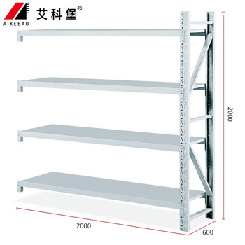 艾科堡 仓储货架 2000*2000*600 副架 轻型 灰色 仓库置物架落地展示架多层铁架可调节AKB-HJZ-202060