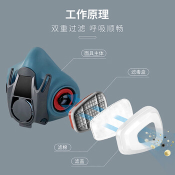 普达 防毒面具 FD-415配3号滤毒盒七件套 1套 硅胶 防尘/甲醛/苯/醚等有机气体 喷漆印刷 防毒面罩