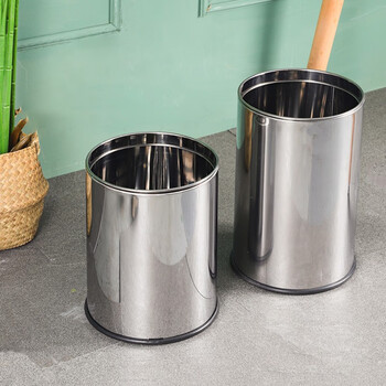 庄太太 15L无钢圈防漏水 不锈钢垃圾桶酒店办公厕所简约ZTT-9004