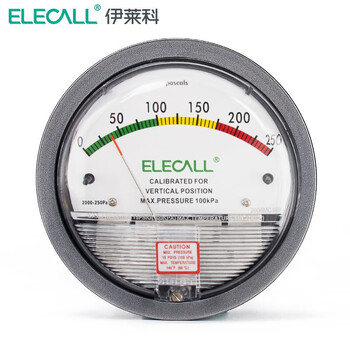 伊莱科(ELECALL)微压差表压差计圆形指针微压力表差压表气压计EM2000A 黑白色 2kpa（升级款）