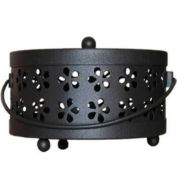 兰诗 LH7034 镂空可挂蚊香炉金属蚊香架带盖防火蚊香盘手提蚊香盒蚊香座灰盘 古铜色