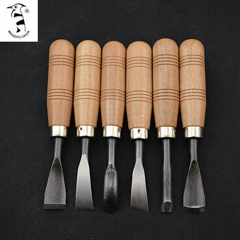 啄木鸟 WOODPECKER 雕刻刀套装 木刻雕刀手工木刻刀木雕刀 根雕挖勺刀A306(6支装) PMA306(6支装) 雕刻刀