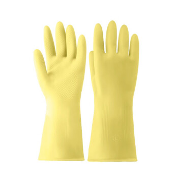 帮手仕 乳胶防滑防水防护洗碗保洁工作干活劳动手套劳保用品手套A1 黄色10双 S码