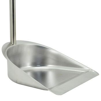 兰诗（LAUTEE）BJ-204 直柄不锈钢垃圾铲 物业环卫铁簸箕 垃圾斗 圆形