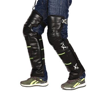 安赛瑞 加长款冬季保暖护膝 反光防寒保暖护具秋冬户外PU加厚加绒防水护腿全包 25563