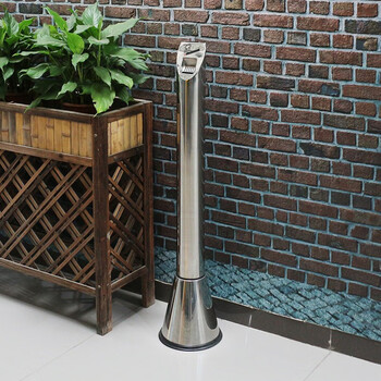 领象 不锈钢烟灰柱烟头垃圾桶酒店大堂立式户室外公共吸烟区灭烟桶烟蒂柱 烟灰桶 Y04 银色