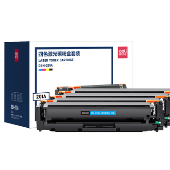 得力(deli)201a硒鼓四色套装 cf400a硒鼓 适用惠普m277dw M252 252N 252DN 252DW M277n打印机彩色墨盒带芯片