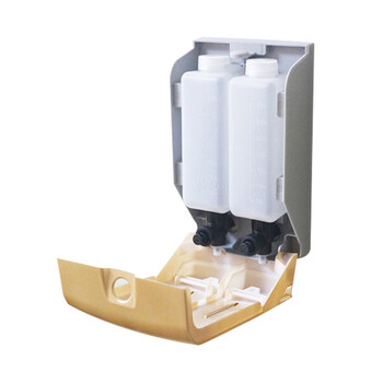 益美得LSL33322 按压皂液器免打孔沐浴露洗手液盒 银色款双头皂液器