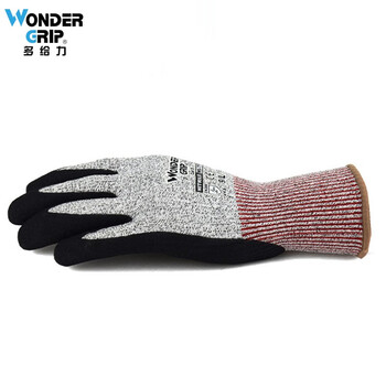 多给力（WonderGrip）WG-777CF防滑耐磨防油防水透气丁晴浸胶手套五级防割 M码 12双