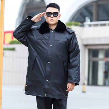 大杨723防寒大衣 中长款 XXL码 冬季加厚翻领工作服保安服棉衣外套 藏蓝色