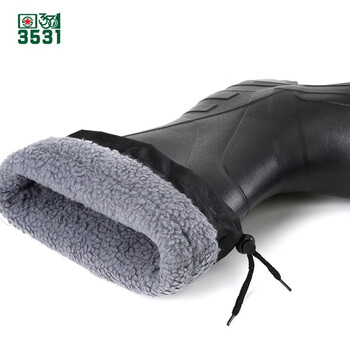 3531 高筒加绒保暖雨靴 防水雨鞋套鞋 EVA长筒防滑加棉胶鞋 厨房工作 43码黑色 300034