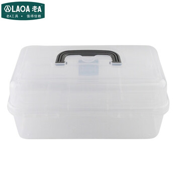 老A LAOA LA111903三层塑料收纳箱存储箱五金工具箱手提箱塑料箱白色12.5"