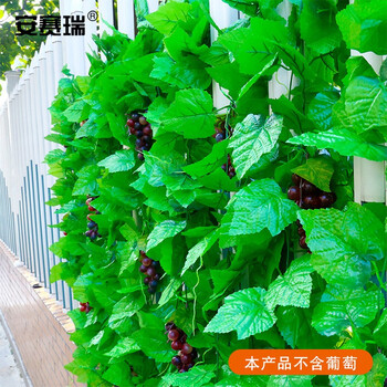 安赛瑞 仿真葡萄藤条（20片叶）仿真葡萄叶花藤条绿植塑料葡萄花藤蔓长2.3m约叶Φ8.5cm 12条 530808