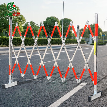 齐鲁安然 不锈钢伸缩围栏 施工护栏 可移动式隔离收缩围挡门 隔栏【不锈钢 不带轮】可伸缩至2.5米