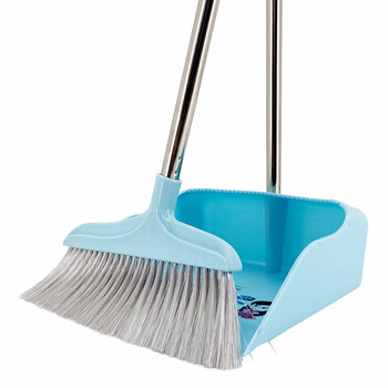 兰诗（LAUTEE）S-300 轻便扫把簸箕套装 学校物业不锈钢扫帚垃圾铲套装 蓝色