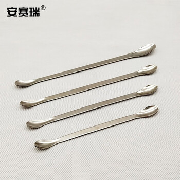 安赛瑞 加厚不锈钢微量药匙（10个装）201不锈钢微量称量药粉药勺取样药勺 双头 20CM 600147