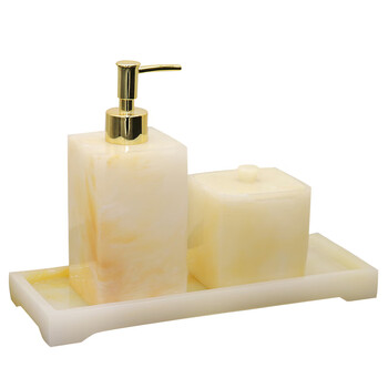 兰诗（LAUTEE）LH8004 卫浴洗手液瓶三件组合装酒店洗发水浴室沐浴露分装瓶按压瓶皂液器乳液空瓶 黑仿500ml