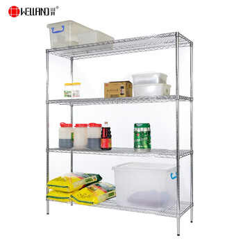 川井（WELLAND）工业镀铬货架 可定制置物架 仓储重型四层架  储物架 碳钢收纳架子 25mm管径135*45*120cm