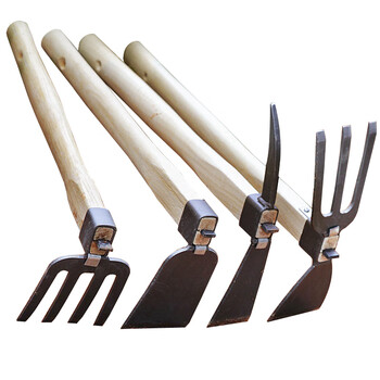 兰诗（LAUTEE）WY4080 木柄小锄头园艺工具除草耙子 普通锄耙双用