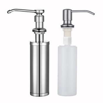 益美得LSL33286厨房水槽用洗洁精瓶子按压瓶洗菜盆洗涤剂250ml精铜按压皂液器 铜头不锈钢瓶身+不锈钢吸管