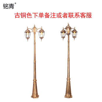 铭青 欧式路灯户外防水庭院灯草坪灯高杆灯景观灯 市电款3.2m双头黑色（配20wled球泡）