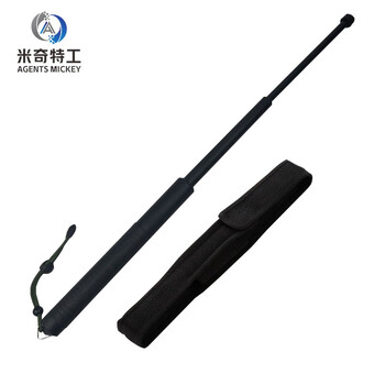 米奇特工 PC橡塑伸缩棍 三节棍 橡胶手柄伸缩棍 黑色 收缩21cm/伸展52cm