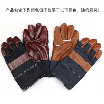 者也（ZYE）海员手套牛仔布短款耐磨焊工手套短皮氩弧焊焊接手套牛皮电焊手套（颜色随机发） 100双