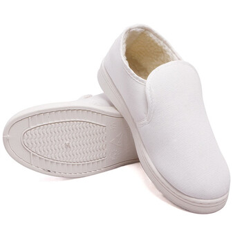 者也（ZYE）防静电棉鞋 冬季加绒工作鞋中电子厂男女实验室无尘鞋洁净防尘鞋巾棉鞋 加绒白色【PU软底】 35码