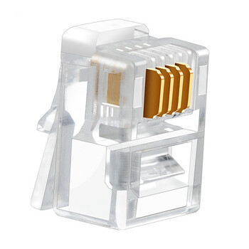 讯浦 6P4C电话水晶头 RJ11接口水晶头 电话线连接插头 15U镀金（100个/袋）