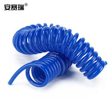 安赛瑞 气管气动软管弹簧管PU汽管空压机管气泵气管螺旋风管 8x5mm(15米) 蓝色橘色随机发450263