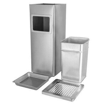 领象 不锈钢烟灰缸酒店大堂垃圾桶立式宾馆带内桶商场桶箱电梯口垃圾桶吸灰桶烟灰柱灭烟桶 正方形 黑色