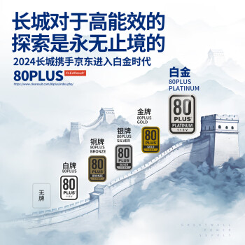 长城（Great Wall）额定850W F8白金牌全模组电源（ATX3.1标准/原生PCIe5.1接口/自动启停/全电压/闪电加速）