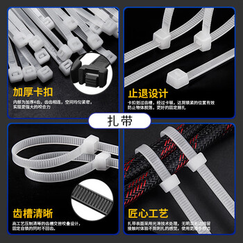 飞尔（FLYER）自锁式尼龙扎带 捆绑束线带 防拆塑料扎线带【白色 3x200国标 2.5mm宽 500条/包】