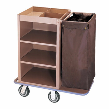 益美得 LK1007 不锈钢布草车酒店服务清洁车加厚收纳车手推车 双通车5寸(整装型)