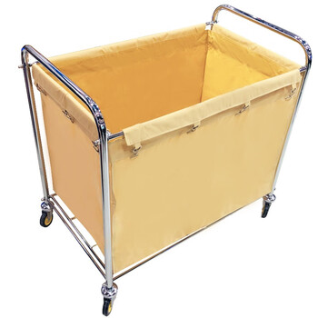 益美得 D-026 酒店宾馆布草车物业清洁工具车手推车衣物收集车 大号不锈钢管（黄色）