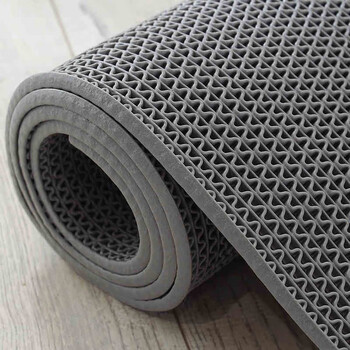 爱柯部落 S型镂空防滑垫 PVC网格疏水地垫浴室泳池卫生间0.9m×20m厚5mm灰色经济款110174