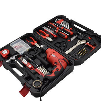 卡夫威尔 500W13mm工业电钻工具箱套装 冲击电钻 电钻套装 维修工具 108件套 P2796A