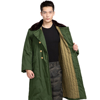 者也 防寒服 冬季长款加厚毛绒男女大衣劳保棉袄保安军绿棉大衣