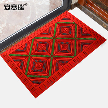 安赛瑞 室外镂空除尘地垫 EVA拼接除尘地垫 拼接式刮泥防滑脚垫 三刷红底两灰中绿  60×90×2.5cm 23338