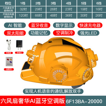 安美尚(ams)  6F13BA-B20000 鑫源明太阳能可快速充电蓝色六风扇帽 奢华Ai蓝牙空调版 1顶