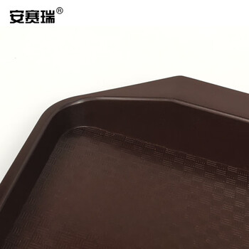 安赛瑞 塑料存储托盘 长方形餐具托盘 (10个装）商用餐厅食堂酒店存储盘 送餐托盘 咖色带耳 26755