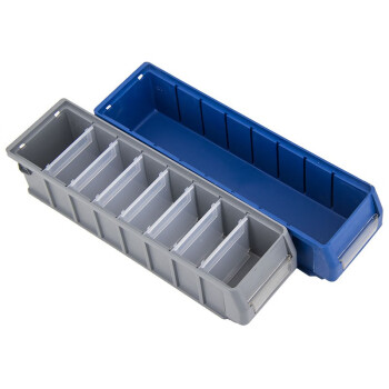 箱大王 Xlj-17 塑料分隔式零件盒 货架收纳箱物料盒 蓝色 大1号（300*235*140）