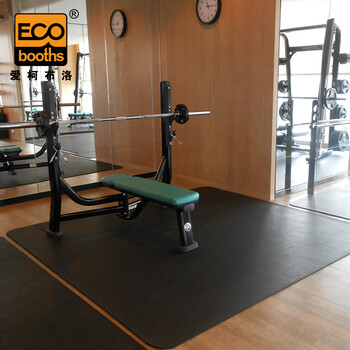 爱柯部落 健身房橡胶垫 跑步机隔音垫减震抗震地胶垫1.25m×1.8m×6mm运动器材抗压地板垫 黑色 可定制110272