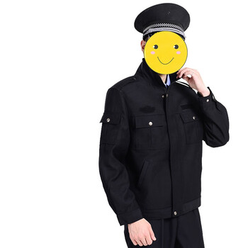 鸣固 保安服 物业门卫执勤服长袖劳保工作服套装 春秋保暖舒适执勤服 藏青拉链款