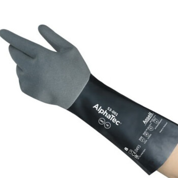 ANSELL AlphaTec® 53-001 丁腈氯丁橡胶防化手套定做 长350mm 黑色 1双9码