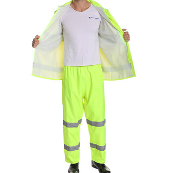 通达雨 反光雨衣交通路政救援工作服套装 荧光绿夜晚骑行衣防水外套 TDY-004 L