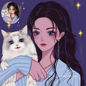 手绘q版卡通画头像约稿设计肖像简笔画情侣真人照片漫画人像定制精致