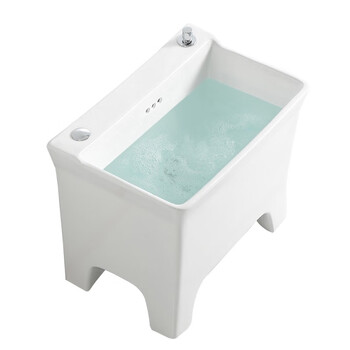 益美得 FH-1341 陶瓷拖把池洗墩布盆台控拖布池自动下水器水槽墩布池 T33 一键下水+防堵带溢水口